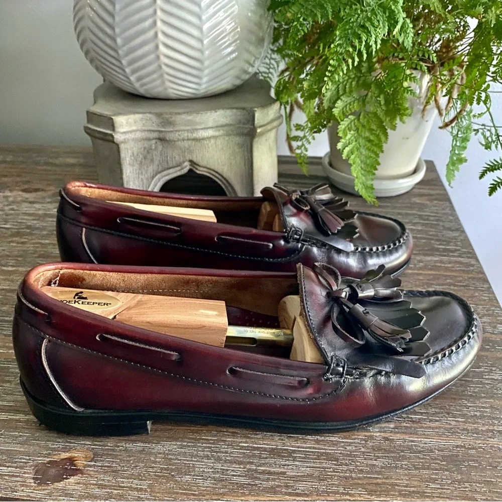 Cole Haan Mens 10D Pinch Tassel Leather Loafer Burgundy Business‎ Casual Shoes